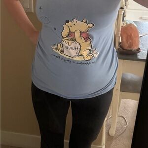 Maternity.  Blue Winnie the Pooh Graphic Tee